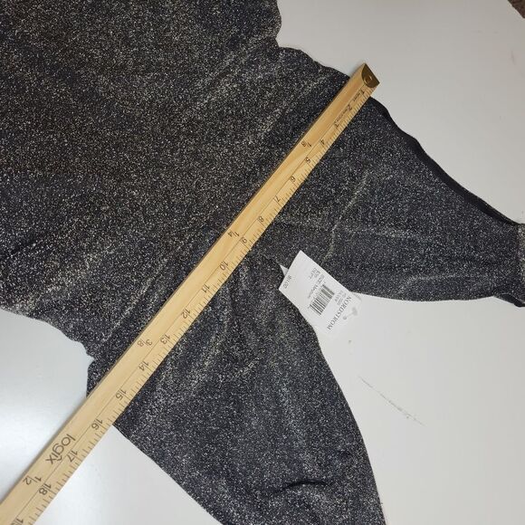 $99 NEW M Fraiche by J black metallic deep v neck twirl holiday dress medium NWT - Picture 7 of 10